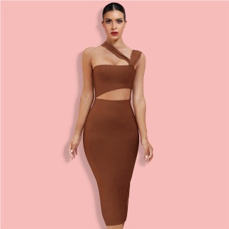 Sleeveless Cut Out Over Knee Bandage Dress PP091406