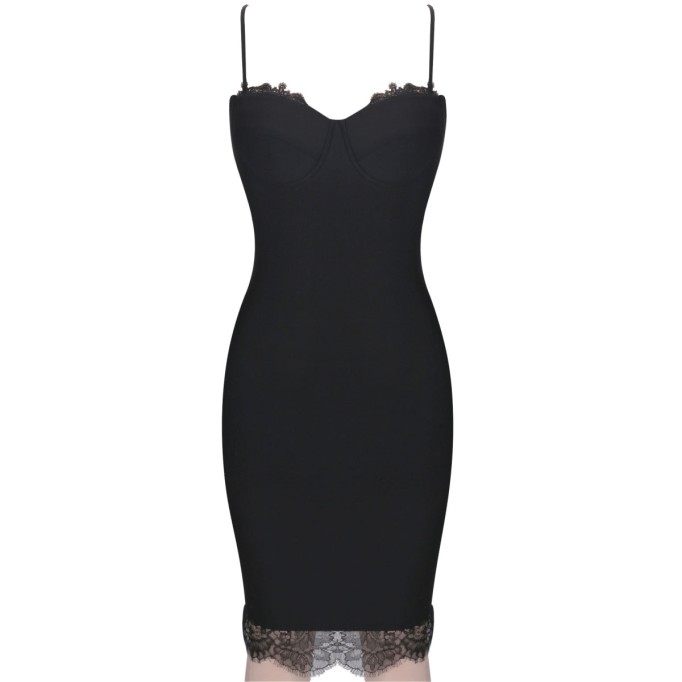 Strappy Sleeveless Lace Mini Bandage Dress PF091909