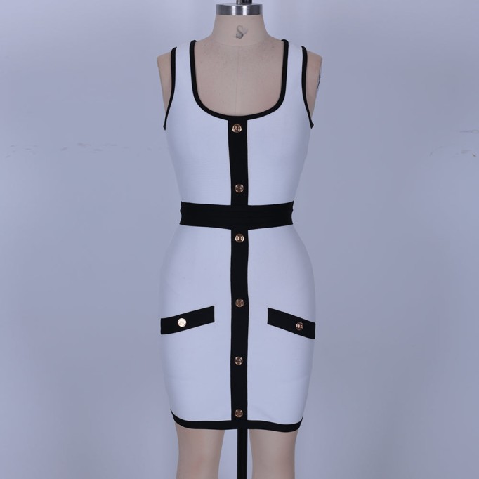 Strappy Sleeveless Metal Studded Mini Bandage Dress PF21109