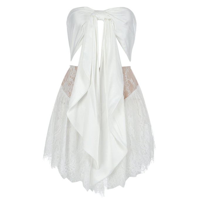 Strapless Sleeveless Lace Mini Bodycon Dress HB7608