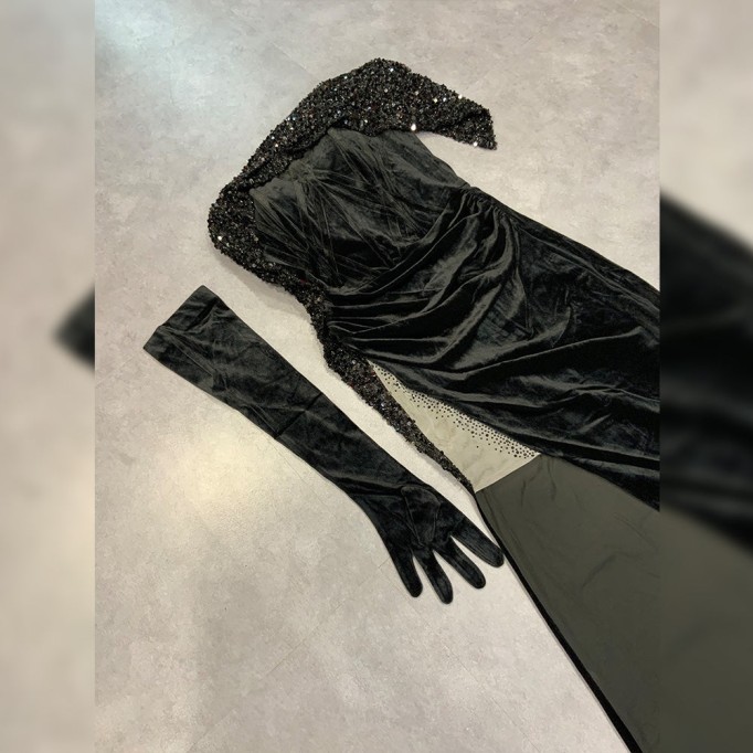 Strapless Sleeveless Maxi With Glove Bodycon Dress HT2792