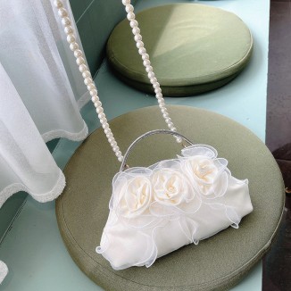 Rose Flower Vintage Pearl Evening Bag