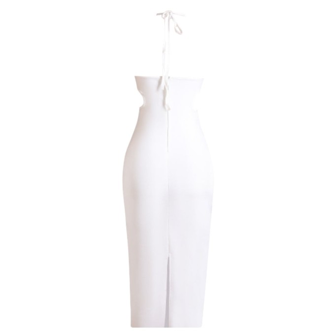 Halter Sleeveless Diamente Embellished Midi Bandage Dress PZC2103