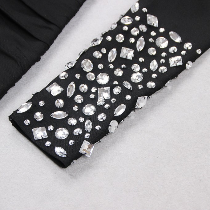 Strappy Long Sleeve Diamente Embellished Bandage Set HL9072