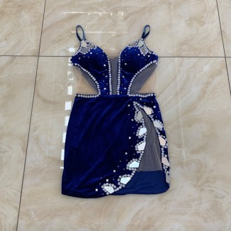 Strappy Sleeveless Diamente Embellished Mini Bodycon Dress HT2998