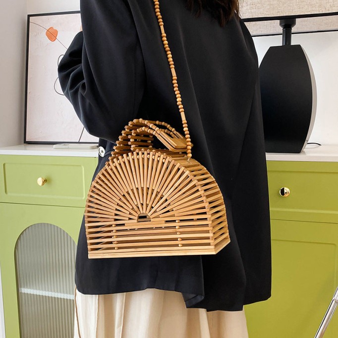 Hollow Bamboo Basket Handbag